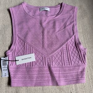 Babaton Sculpt Knit Pointelle Lyrical Lilac Size M Crop Top